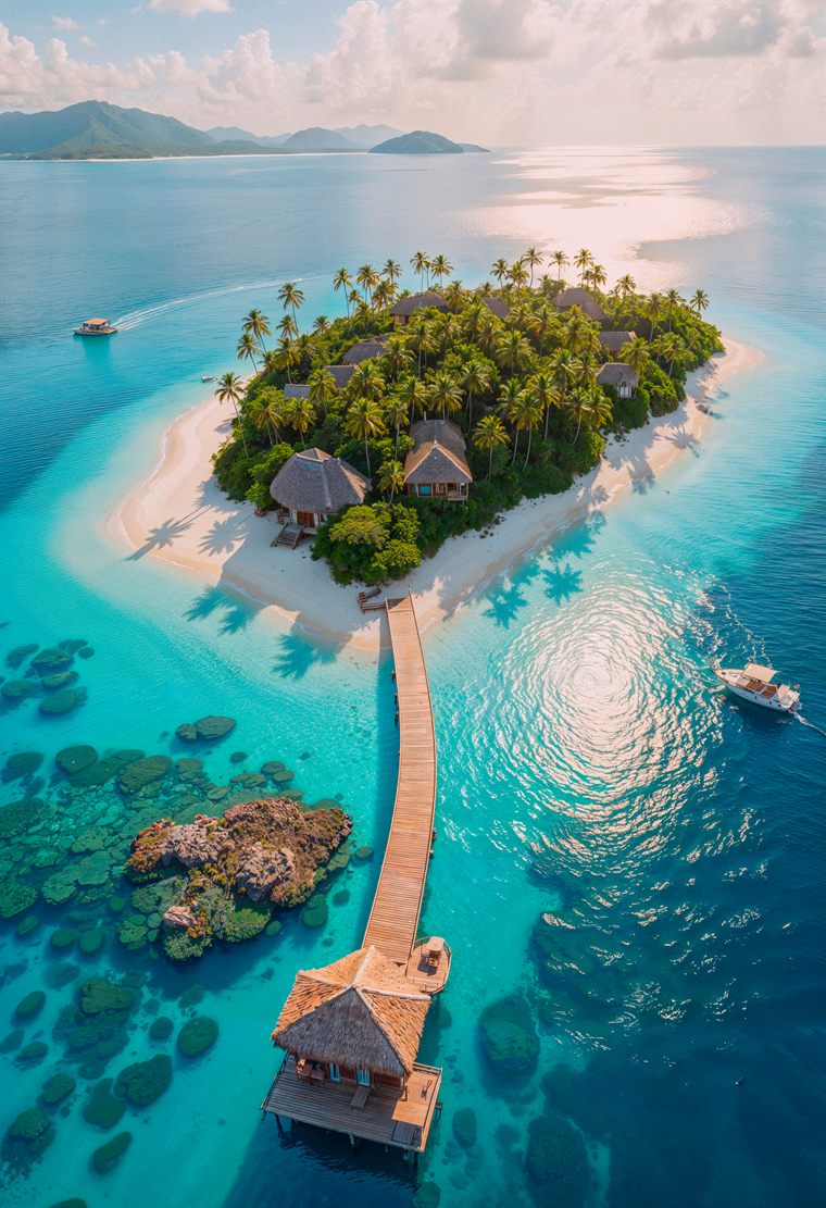 Turquoise shallows off the north shore